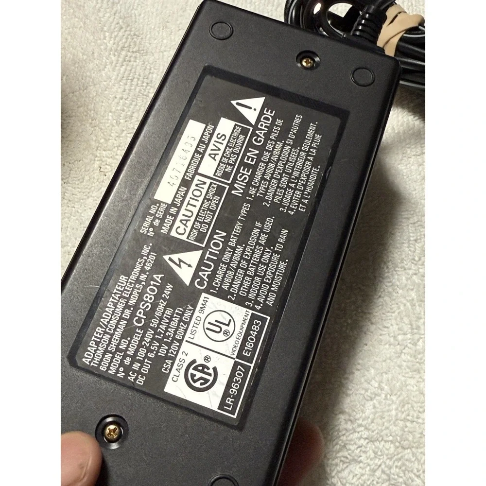 Thomson Consumer Electronics CPS801A Battery Charger AC Adapter 6.5V 1.3A Dock